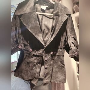 Black, short, suede jacket